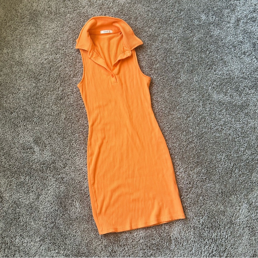 Timing Orange Collared Mini Dress